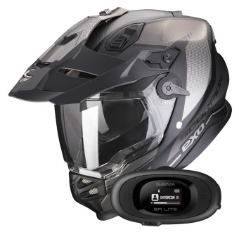 Integrale Scorpion ADF 9000 Air Trail Matt Black Silver + Kit bluetooth 5R Lite