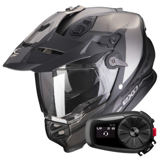 Integrale Scorpion ADF 9000 Air Trail Matt Black Silver + Kit Bluetooth 5S