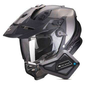 Integrale Scorpion ADF 9000 Air Trail Matt Black Silver + Kit Bluetooth BT Mini