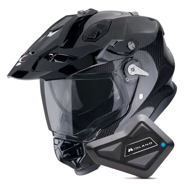 Integrale Scorpion ADF 9000 Carbon Air Solid Black + Kit Bluetooth BT Mini Integrale Scorpion ADF 9000 Carbon Air Solid Black + Kit Bluetooth BT Mini