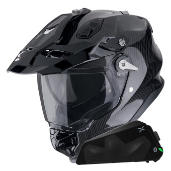 Integrale Scorpion ADF 9000 Carbon Air Solid Black + Kit bluetooth Exo-Com Link-1C