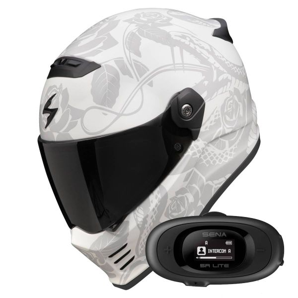 Integrale Scorpion Covert FX Dragon Grey Mat Silver + Kit bluetooth 5R Lite Solo