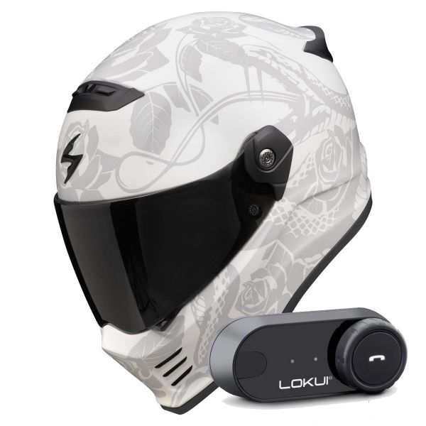 Integrale Scorpion Covert FX Dragon Grey Mat Silver + Kit Bluetooth Lokui K30