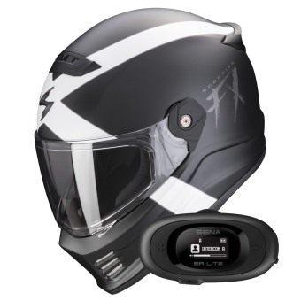 Integrale Scorpion Covert FX Gallus Matt Black White + Kit bluetooth 5R Lite