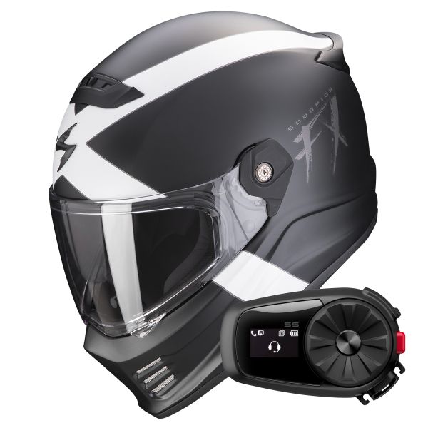 Integrale Scorpion Covert FX Gallus Matt Black White + Kit Bluetooth 5S