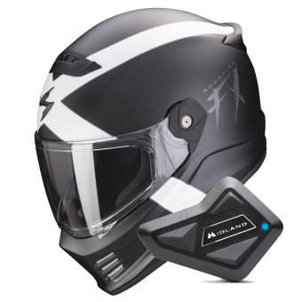 Integrale Scorpion Covert FX Gallus Matt Black White + Kit Bluetooth BT Mini