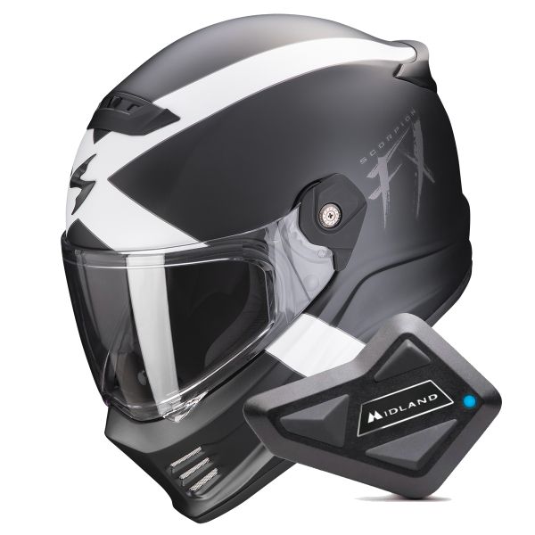 Integrale Scorpion Covert FX Gallus Matt Black White + Kit Bluetooth BT Mini