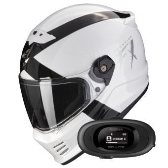 Integrale Scorpion Covert FX Gallus White Black + Kit bluetooth 5R Lite