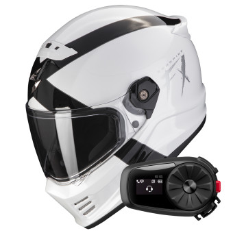 Integrale Scorpion Covert FX Gallus White Black + Kit Bluetooth 5S