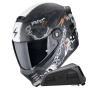 Casque Integrale Scorpion Covert FX Skullz Black Grey Red + Kit bluetooth Exo-Com Link-1