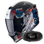 Casque Integrale Scorpion Covert FX Skullz Matt Black Grey Gold + Kit bluetooth 5R Lite