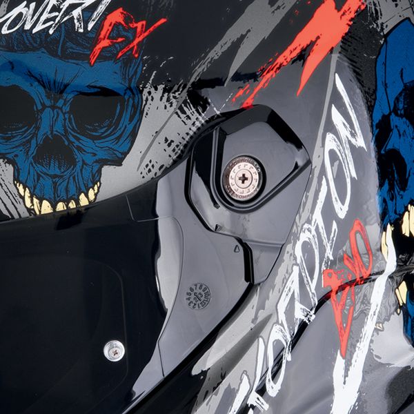 Scorpion Covert FX Skullz Matt Black Grey Gold + Kit Bluetooth 5S Solo