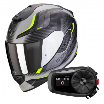 Integrale Scorpion Exo 1400 Air Attune Grey Matt Black Yellow Fluo + Kit Bluetooth 5S Solo