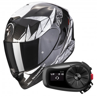 Integrale Scorpion Exo 1400 Air Carbon Air Aranea Black White + Kit Bluetooth 5S