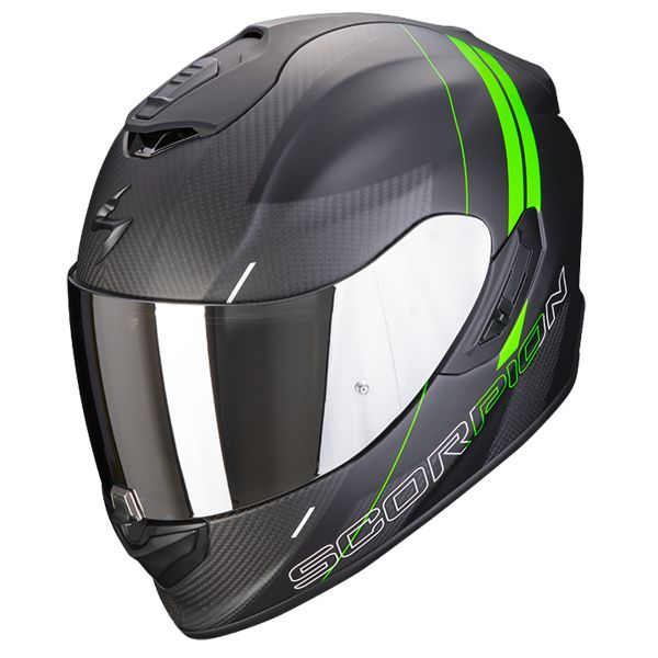 Scorpion Exo 1400 Air Carbon Air Drik Matt Black Green + Kit Bluetooth 5S