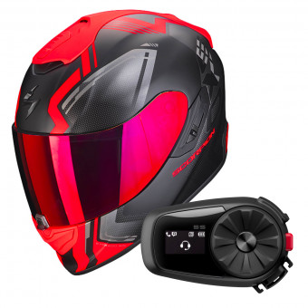Integrale Scorpion Exo 1400 Air Corsa Matt Black Red + Kit Bluetooth 5S Solo