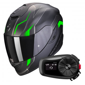 Integrale Scorpion Exo 1400 Air Fortuna Matt Black Green + Kit Bluetooth 5S Solo