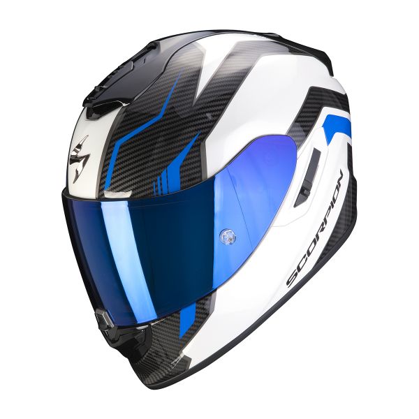 Casco Moto Scorpion Exo 1400 Air Fortuna White Blue pronto per l'invio |  iCasque.it