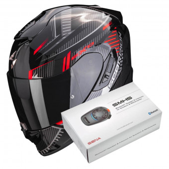 Integrale Scorpion Exo 1400 Evo Air Shell Black Red + Intercom Sena SMH5