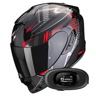 Integrale Scorpion Exo 1400 Evo Air Shell Black Red + Kit bluetooth 5R Lite