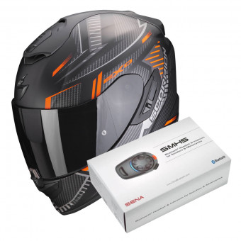 Integrale Scorpion Exo 1400 Evo Air Shell Matt Black Orange + Intercom Sena SMH5