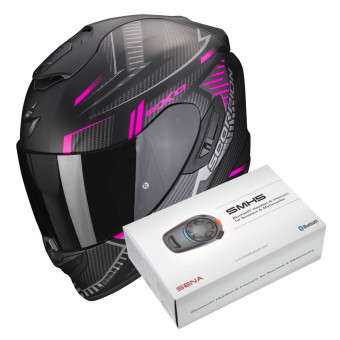 Integrale Scorpion Exo 1400 Evo Air Shell Matt Black Pink + Intercom Sena SMH5