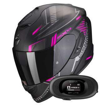 Integrale Scorpion Exo 1400 Evo Air Shell Matt Black Pink + Kit bluetooth 5R Lite