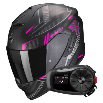 Integrale Scorpion Exo 1400 Evo Air Shell Matt Black Pink + Kit Bluetooth 5S