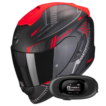 Integrale Scorpion Exo 1400 Evo Air Shell Matt Black Red + Kit bluetooth 5R Lite