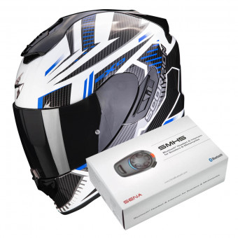 Integrale Scorpion Exo 1400 Evo Air Shell White Blue + Intercom Sena SMH5