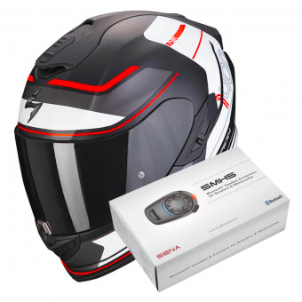 Integrale Scorpion Exo 1400 Evo Air Vittoria Matt Black White + Intercom Sena SMH5