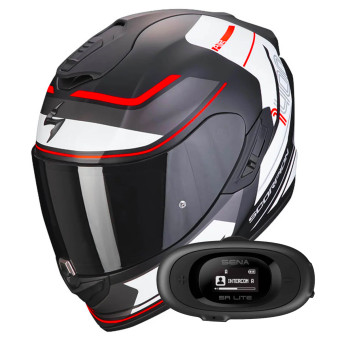 Integrale Scorpion Exo 1400 Evo Air Vittoria Matt Black White + Kit bluetooth 5R Lite
