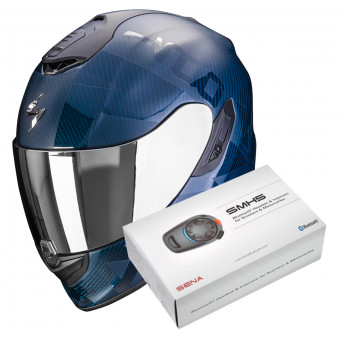 Integrale Scorpion Exo 1400 Evo Carbon Air Cerebro Blue + Intercom Sena SMH5