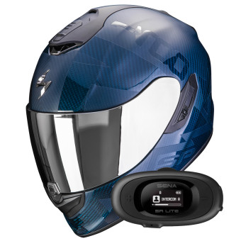 Integrale Scorpion Exo 1400 Evo Carbon Air Cerebro Blue + Kit bluetooth 5R Lite