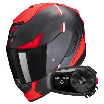 Integrale Scorpion Exo 1400 Evo Carbon Air Kendal Matt Black Red + Kit Bluetooth 5S