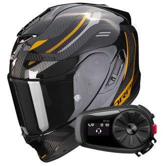 Integrale Scorpion Exo 1400 Evo Carbon Air Kydra Black Gold + Kit Bluetooth 5S