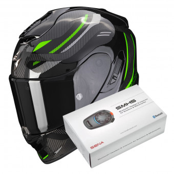 Integrale Scorpion Exo 1400 Evo Carbon Air Kydra Black Green + Intercom Sena SMH5