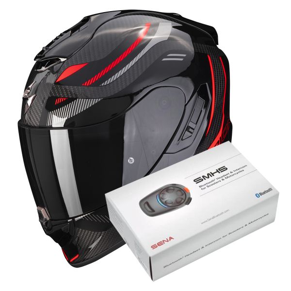 Integrale Scorpion Exo 1400 Evo Carbon Air Kydra Black Red + Intercom Sena SMH5