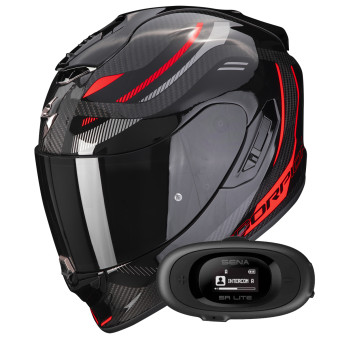 Integrale Scorpion Exo 1400 Evo Carbon Air Kydra Black Red + Kit bluetooth 5R Lite