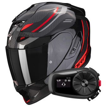 Integrale Scorpion Exo 1400 Evo Carbon Air Kydra Black Red + Kit Bluetooth 5S