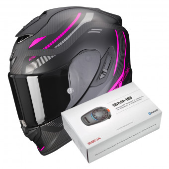 Integrale Scorpion Exo 1400 Evo Carbon Air Kydra Matt Black Pink + Intercom Sena SMH5