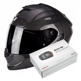 Integrale Scorpion Exo 1400 Evo Carbon Air Solid Black + Intercom Sena SMH5