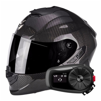 Integrale Scorpion Exo 1400 Evo Carbon Air Solid Black + Kit Bluetooth 5S
