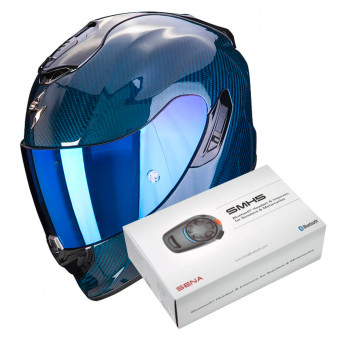 Integrale Scorpion Exo 1400 Evo Carbon Air Solid Blue + Intercom Sena SMH5
