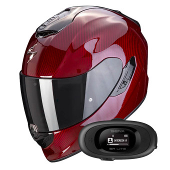 Integrale Scorpion Exo 1400 Evo Carbon Air Solid Red + Kit bluetooth 5R Lite