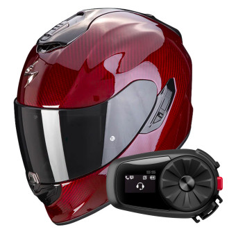 Integrale Scorpion Exo 1400 Evo Carbon Air Solid Red + Kit Bluetooth 5S