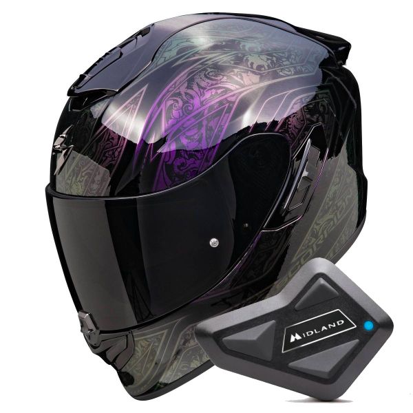 Integrale Scorpion Exo 1400 Evo II Air Fantasy Black Cameleon + Kit Bluetooth BT Mini