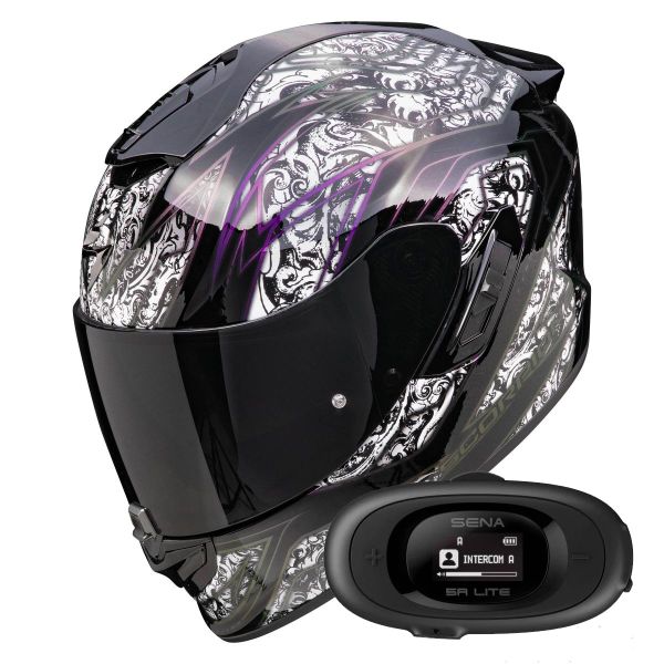 Integrale Scorpion Exo 1400 Evo II Air Fantasy Black White + Kit bluetooth 5R Lite Solo