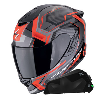 Integrale Scorpion Exo 1400 Evo II Air Linart Black Red + Kit bluetooth Exo-Com Link-1C