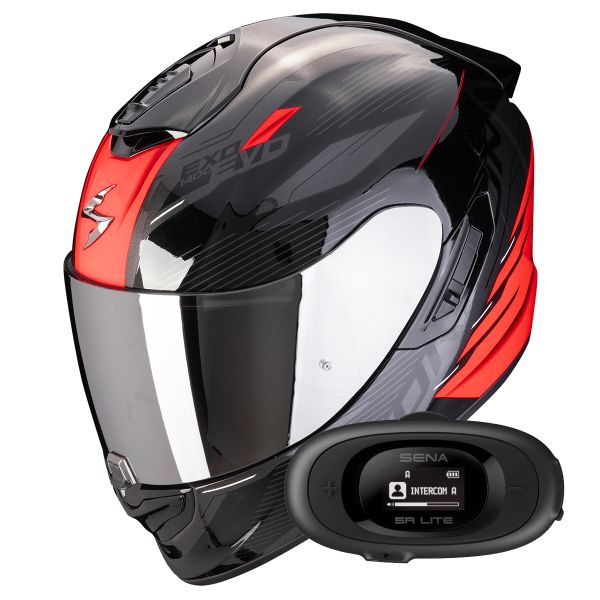 Integrale Scorpion Exo 1400 Evo II Air Luma Black Red +Kit bluetooth 5R Lite